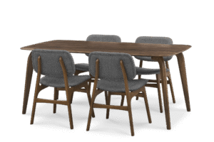 Vincent Dining Table with 4 Joshua Chairs, Walnut 1