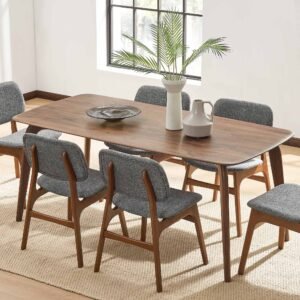 Vincent Dining Table with 4 Joshua Chairs, Walnut 0